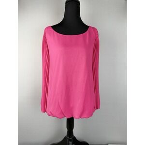 Alfani Women's Scoop Neck Pleated Sleeve Blouse Pink  Size‎ 8
